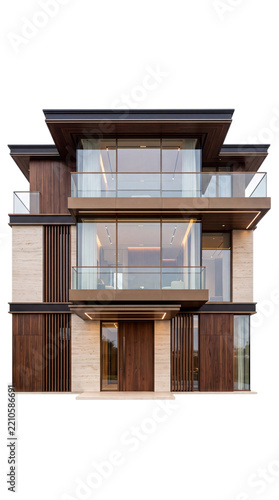 Modern luxury home facade with isolated on png transparent background
