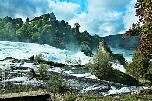 Switzerland - view of the Rhine Falls and the Laufen Castle