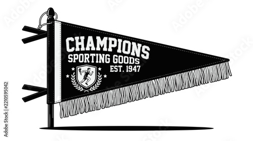Vintage Champions Sporting Goods Pennant Flag.