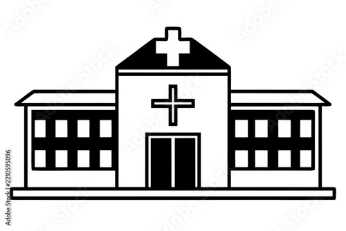 hospital building vector illustration and white background.