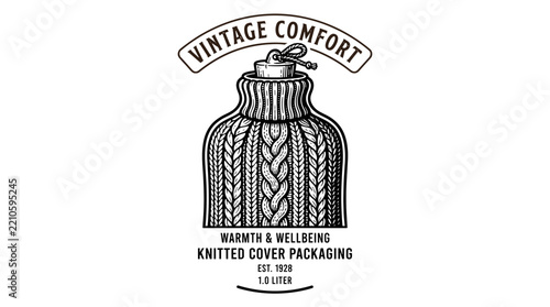 Vintage Comfort Knitted Hot Water Bottle Emblem.