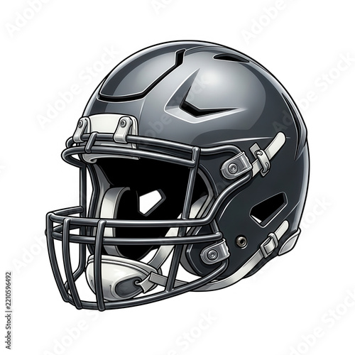 Silver American Football Helmet Isolated