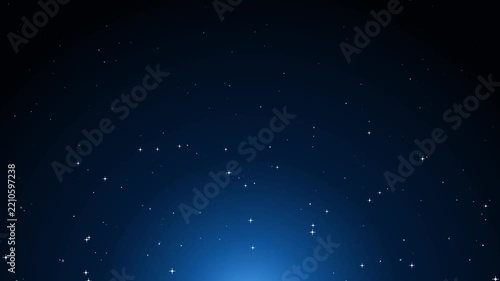 Abstract background with glowing white stars and light particles on a deep blue gradient backdrop