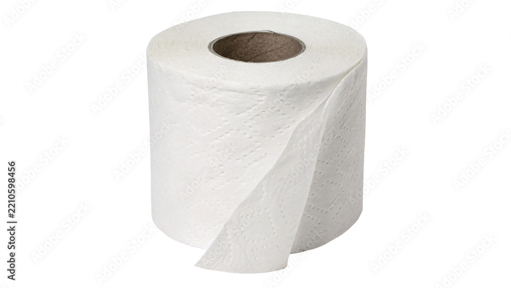 Fototapeta premium Single soft white paper toilet tissue roll household hygiene product isolated on transparent background