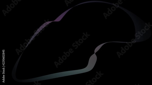 Abstract threedimensional wireframe ribbon shape with smooth flowing curved lines