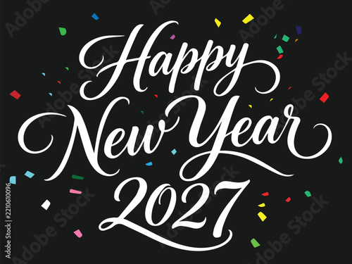 Happy New Year 2027 Calligraphy Script Poster and Banner Vector Design