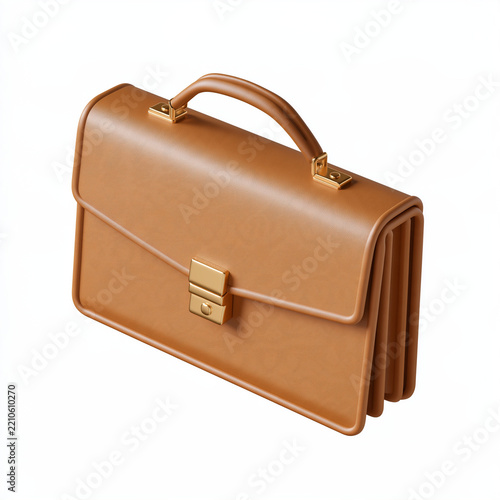 Brown Leather Briefcase: A classic brown leather briefcase with gold hardware, perfect for the discerning professional.