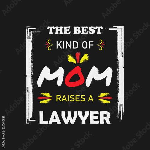 Typography design featuring the word mom and lawyer bold lettering style