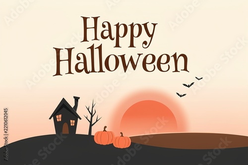 Happy halloween illustration with haunted house