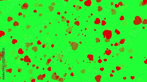 Red Hearts Motion Graphics with Green Screen Background, Romantic Heart Animation for Valentine, Weddings, Love Themes, Celebrations, Creative Overlays, Digital Content and Video Projects