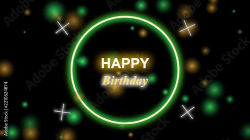 Glowing Green Happy Birthday Greeting Animation