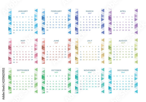 calendar for 2027 starts sunday, planner for scheduling, appointments and holidays. Printable calendar template for home or office.