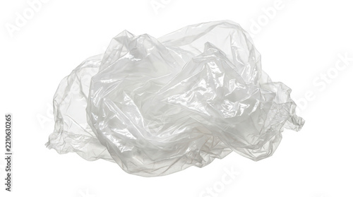 Crumpled transparent plastic bag isolated on transparent background