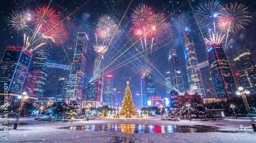 Christmas Fireworks Painting the Sky