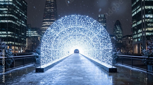 Blindingly Beautiful Christmas Light Tunnel Nightscape