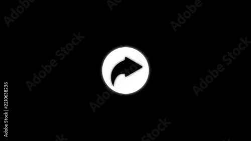 Minimalist share animation, social media interface on black background