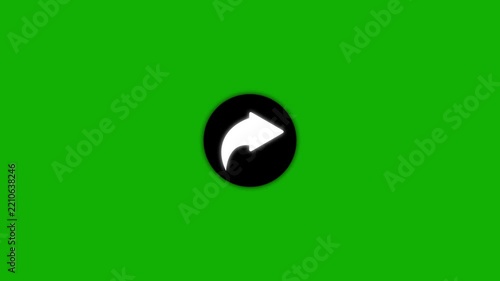 Animated share button with arrow symbol on green screen background, social media interface