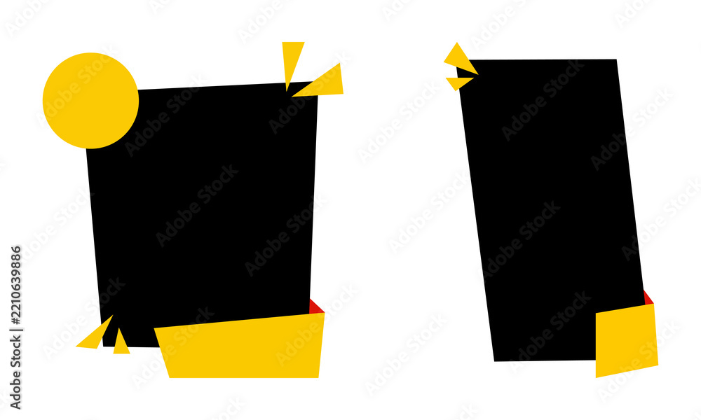 Fototapeta premium Abstract black and yellow geometric shapes with copy space and circle accent for graphic design and marketing banners.