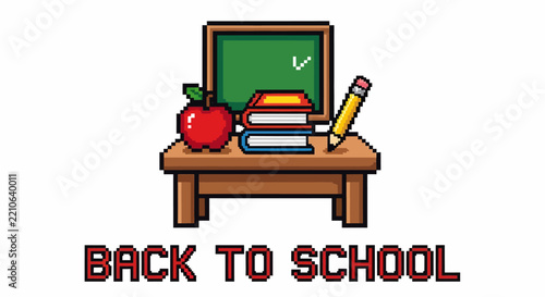 Back to school desk with books.