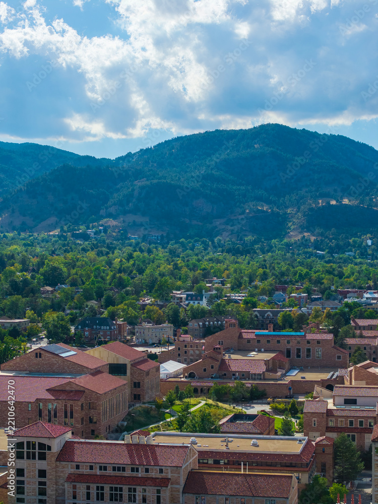 Fototapeta premium Aerial shot of the University of Colorado in Boulder Colorado USA