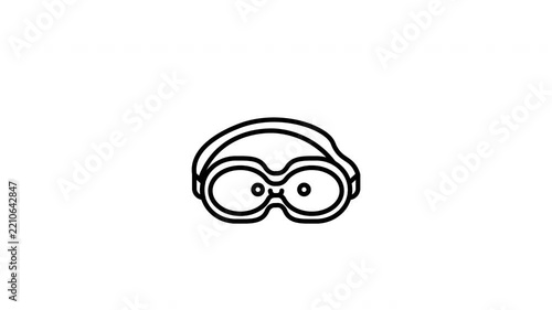 Diving Mask, snorkeling gear, scuba diving, underwater sports, diving icon, animation, animated