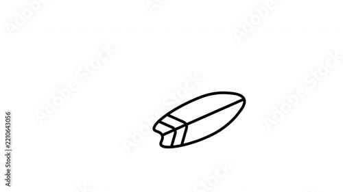 Surfboard, surfing, water sport, beach sport, summer activity, animation, animated