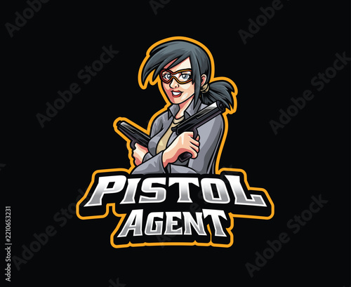 Female Pistol Agent Mascot