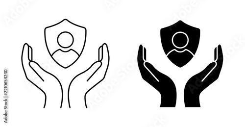 Insurance Customer Profile Icon, Policyholder Support and Coverage Service Vector