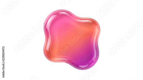 Translucent pink and orange blob with smooth edges and isolated on png transparent background