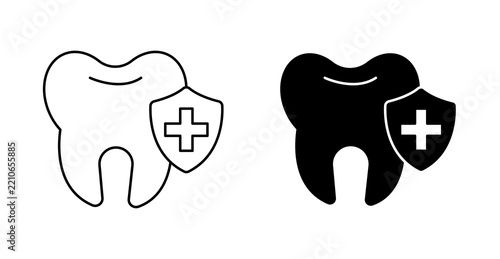 Dental Insurance Coverage Icon, Tooth Protection and Healthcare Policy Vector