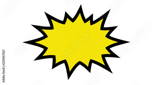 Explosion shape with yellow center and isolated on transparent background