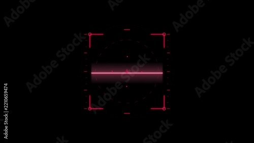 Abstract red digital HUD interface element on a black background.