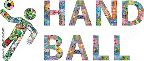 Word HANDBALL. Colorful vector word isolated on a white background