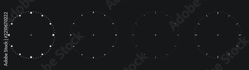 Minimalist watch face dial vector illustration on dark background