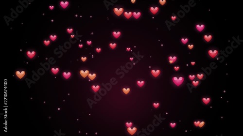 Floating red hearts background, animation, romantic love, particles overlay for, valentine’s day and, wedding celebration