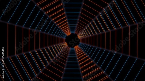 Abstract Neon Cybernetic Hyperspace Tunnel Seamless Motion Loop 4K