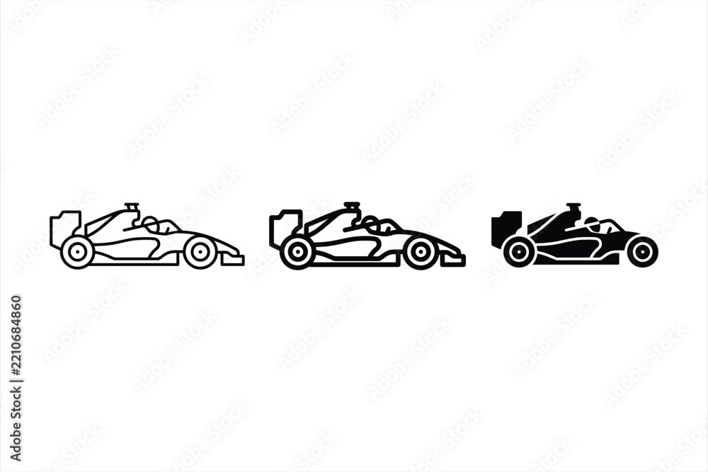Obraz premium Formula 1 Race Car Motorsport Vector Icon Set