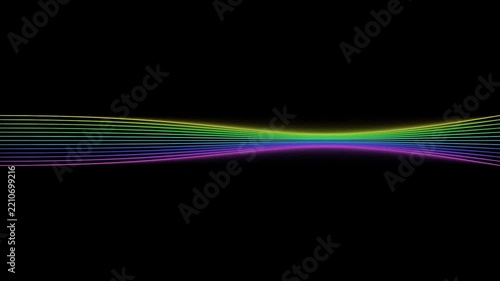 Graceful Rainbow Wavy Lines on Black - Abstract Horizon Pattern