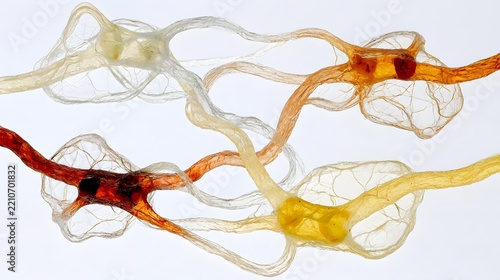 structures made from smooth translucent material, soft pink, orange, cream, coral, and amber tones, organic surreal background
