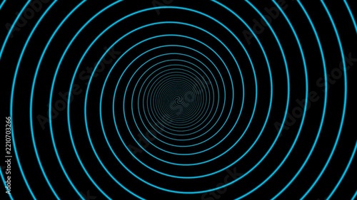 Hypnotic Blue Concentric Spiral on Black Background