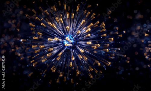 Abstract Digital Network Security Threat With Exploding Data Transmission Lines