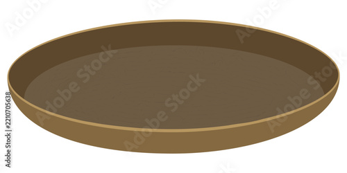 Simple brown oval serving tray illustration with wood texture