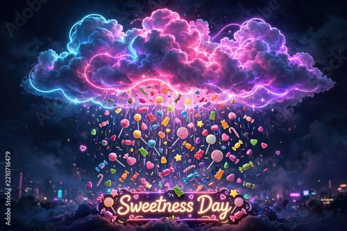 Magical Cloud Showering Candies and Sweets for Sweetness Day