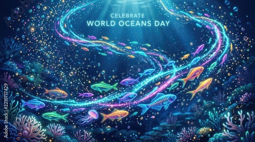 World Oceans Day Celebration with Bioluminescent Marine Life