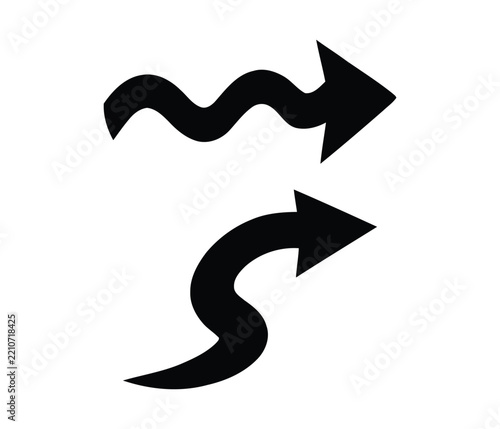 Two black wavy arrows showing direction