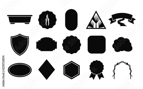 Collection of Black Badge Silhouettes with Various Shapes and Designs Silhouette - 03