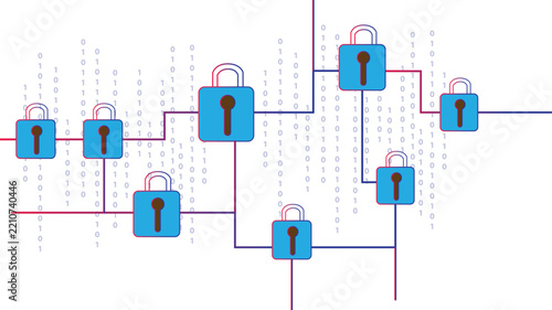 Graphic illustration showing the security system and computer protection mechanisms.
