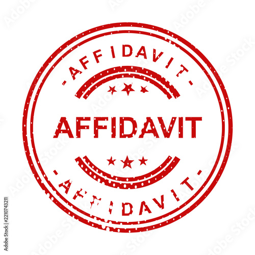 Red affidavit stamp with starburst design illustration