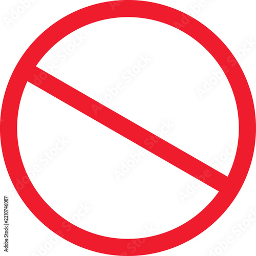 red prohibition circle icon with diagonal slash isolated on white background