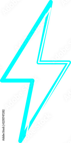 Electric Blue Cyberpunk Lightning Bolt Icon With Glowing Inner Core And Sharp Sharp Geometric Edge